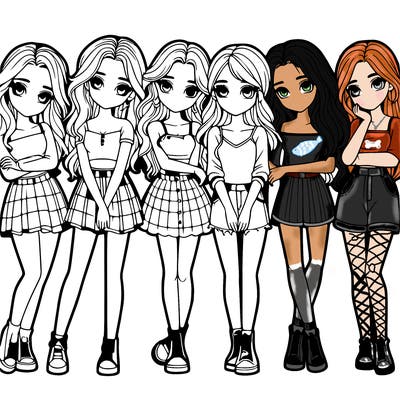 a group of girls realistic