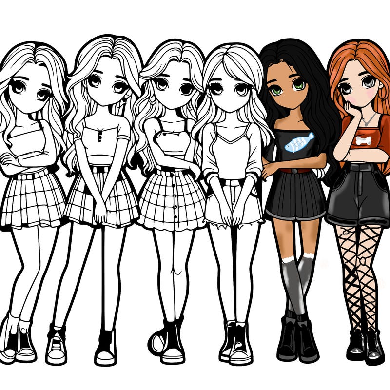 a group of girls realistic