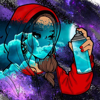 a realistic girl, spray painting