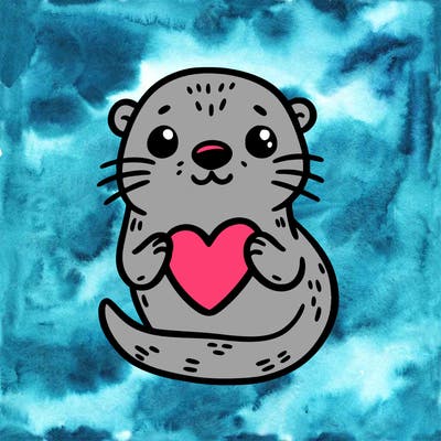 otter with a heart