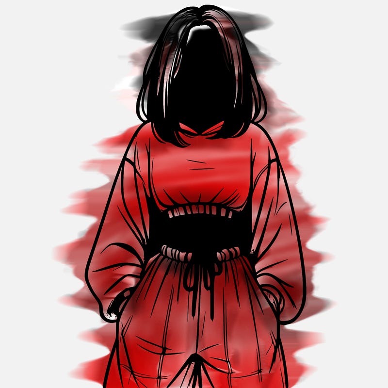 realistic girl faceless with baggy pants and a crop top