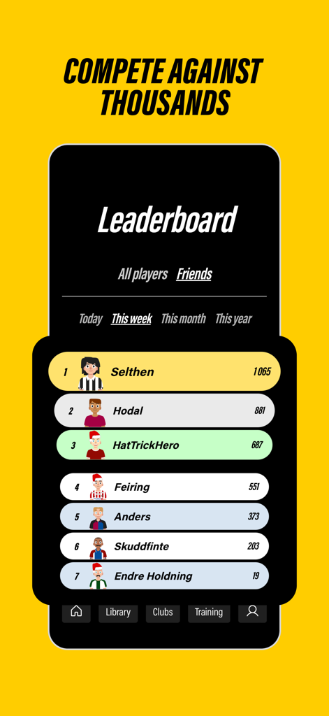 fcQuiz - fcQuiz app leaderboard displaying top player rankings for football trivia