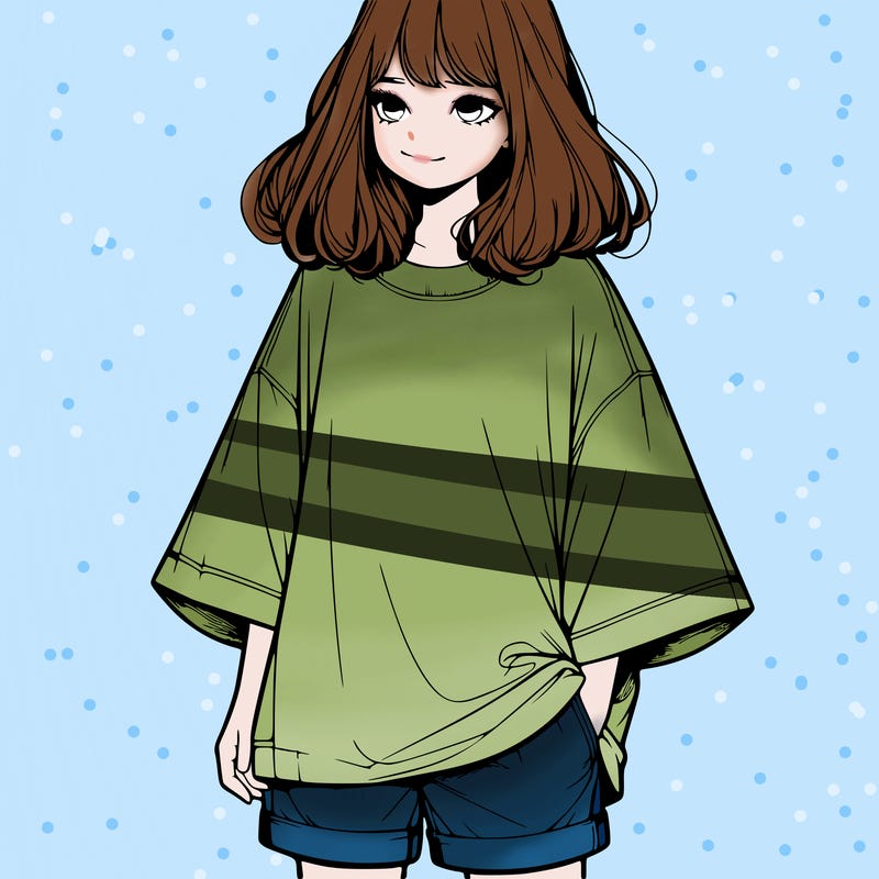 realistic girl with big t shirt and shorts