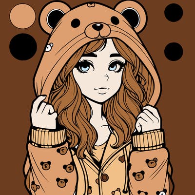 realistic girl in a animal pjs hoodie