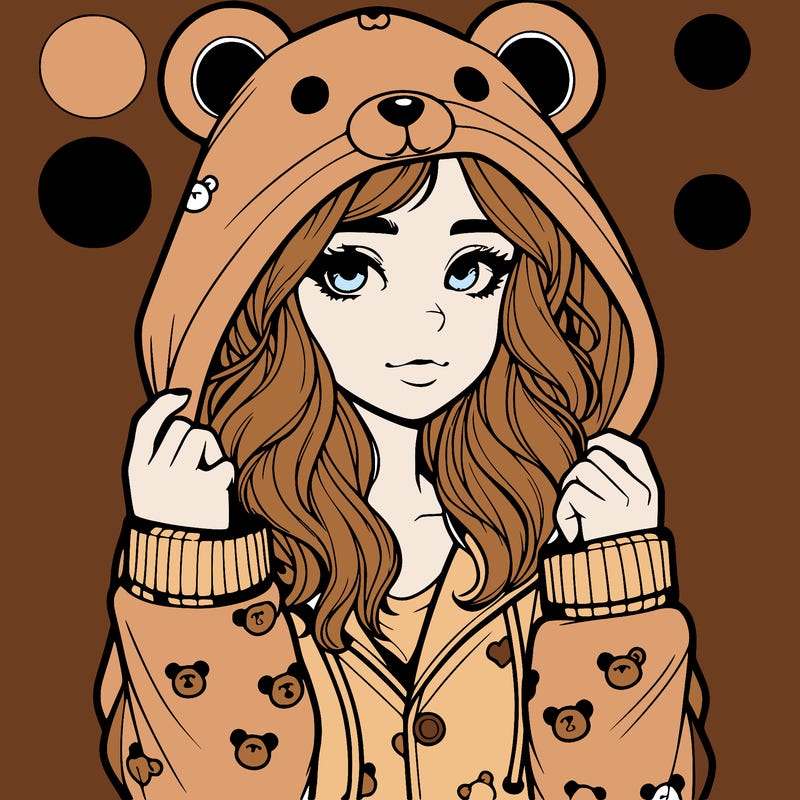 realistic girl in a animal pjs hoodie