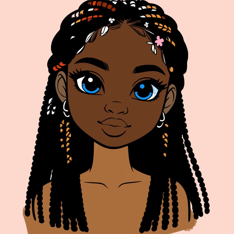 a realistic black girl with braids