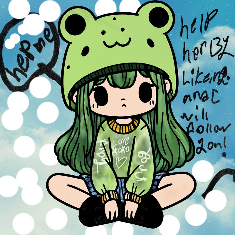 a girl wearing a frog hat and some frog socks