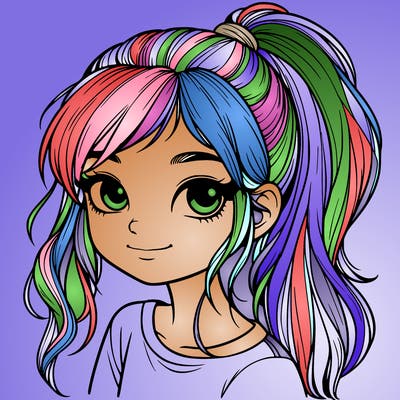 realistic girl with ponytail
