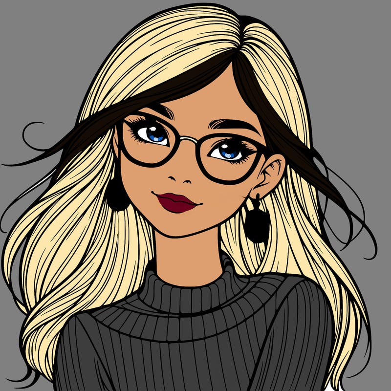 realistic girl with glasses