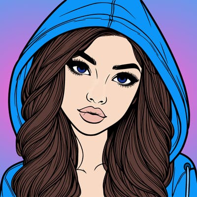 realistic beautiful girl with a hood on