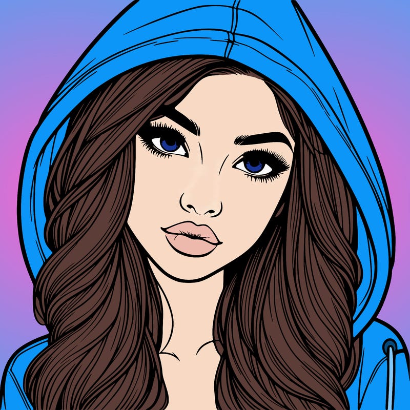 realistic beautiful girl with a hood on