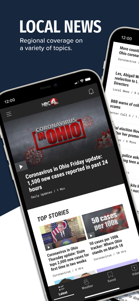 NBC4 Columbus - NBC4 Columbus mobile app interface showing local news headlines and daily updates for Central Ohio
