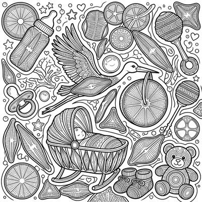 Discover a truly unique coloring experience with our Diatoms Baby Shower page, where the microscopic beauty of diatoms intertwines with heartwarming nursery essentials. This intricate design offers a calming and engaging artistic journey for all ages.