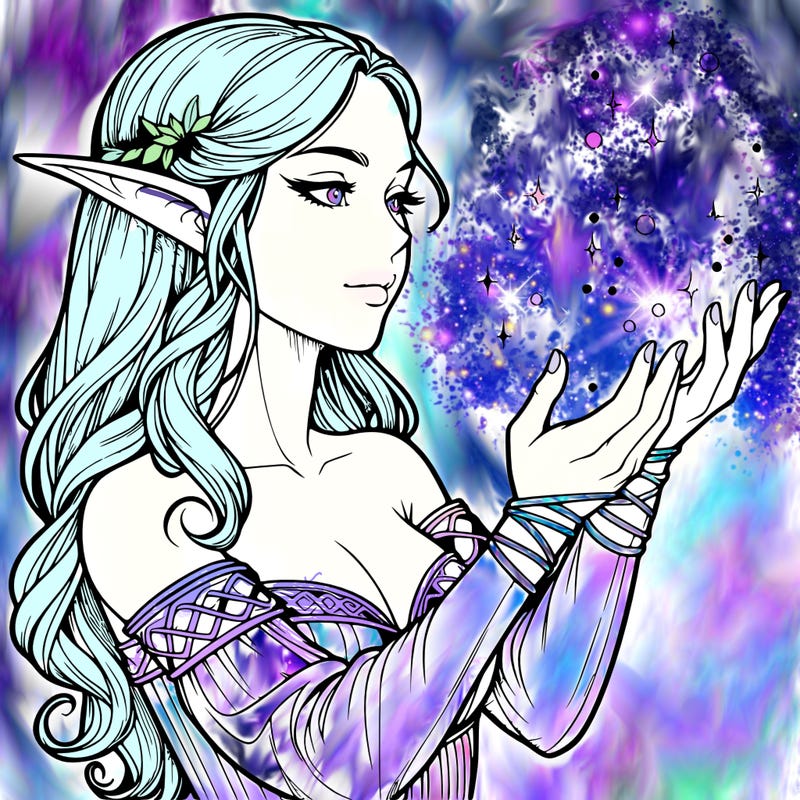 realistic elf girl doing magic