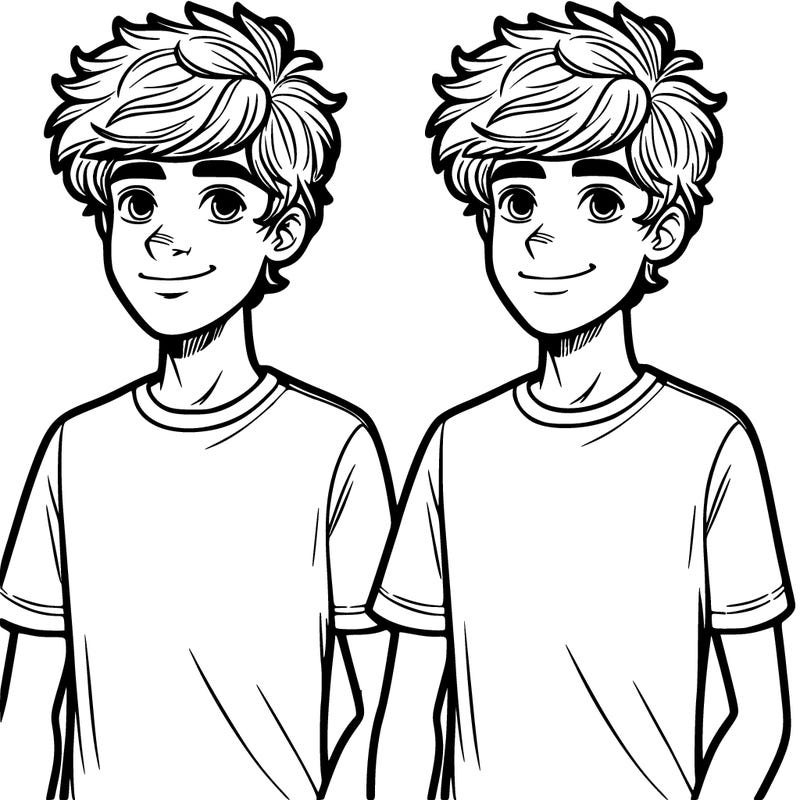 teen boy, wearing t-shirt, fluffy hair