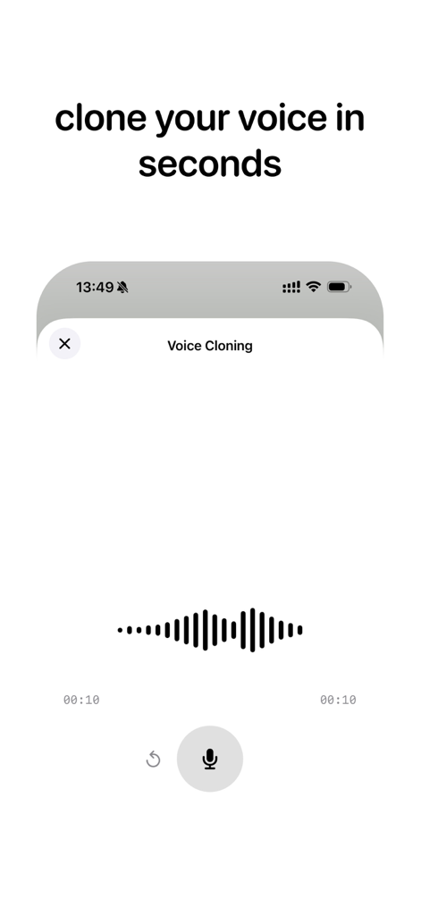 Labs AI Voice Generator - A mobile app interface for cloning voices in seconds using AI.