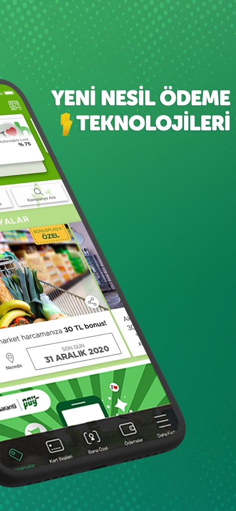Mobile screen of BonusFlaş app featuring payment technologies and reward campaigns