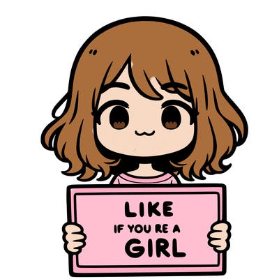 a cute girl holding a sign that says like if you’re a girl