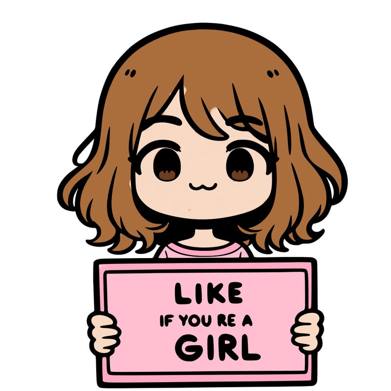 a cute girl holding a sign that says like if you’re a girl