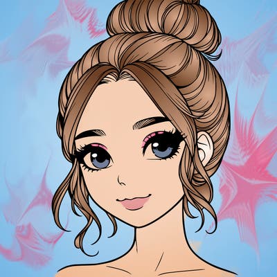 realistic pretty girl with hair in bun