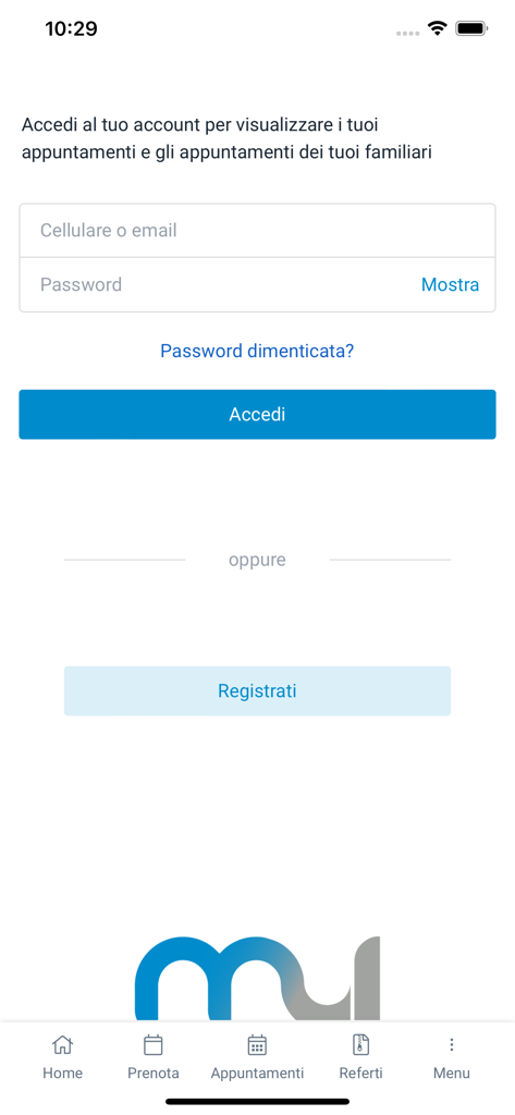 Écran de connexion et d'enregistrement de l'application de santé MY GVM