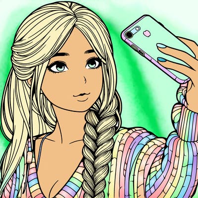 realistic girl, taking a selfie