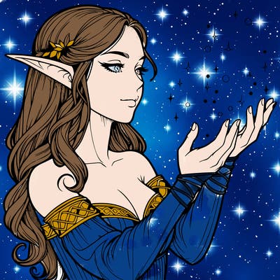 realistic elf girl doing magic