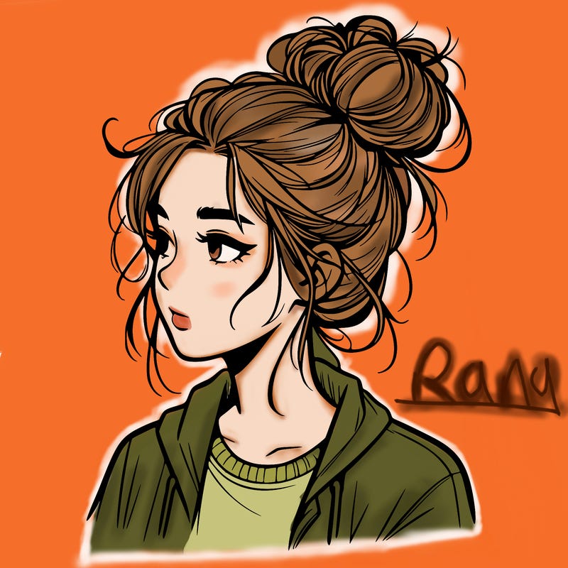 realistic teenage girl with a messy bun