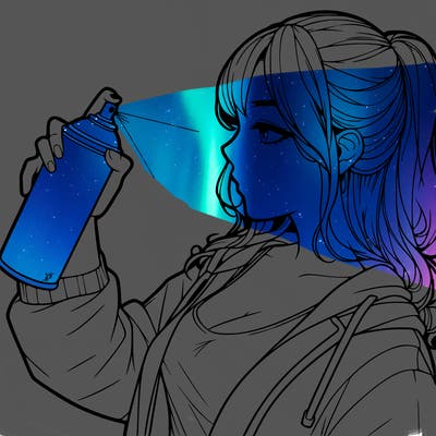 a realistic girl spray, painting