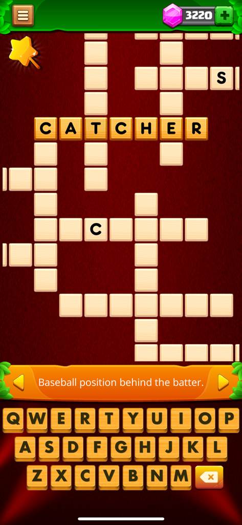 Crossword Master - Word Link - Crossword Master mobile game interface featuring a word puzzle and clue.