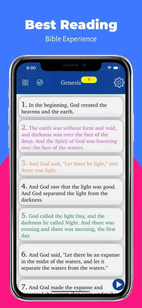 Nueva Traducción Viviente - Interfaz móvil de la app Biblia Nueva Traducción Viviente mostrando texto de las escrituras