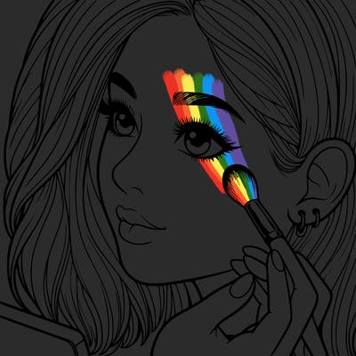 a realistic girl doing her makeup