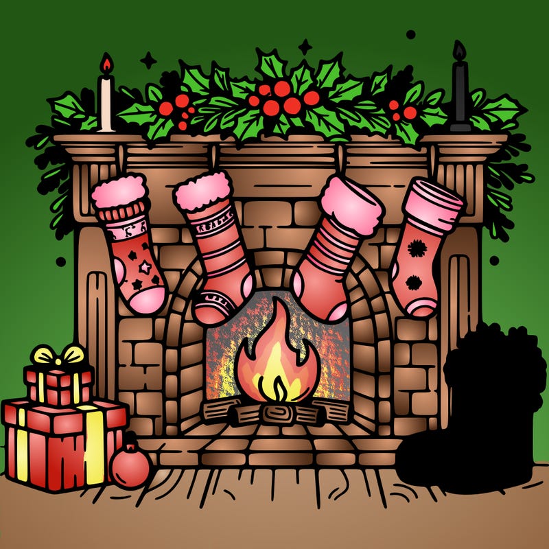 christmas fireplace with  stockings