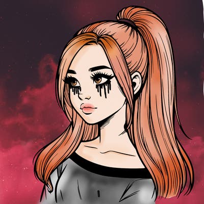 realistic girl with a high ponytail