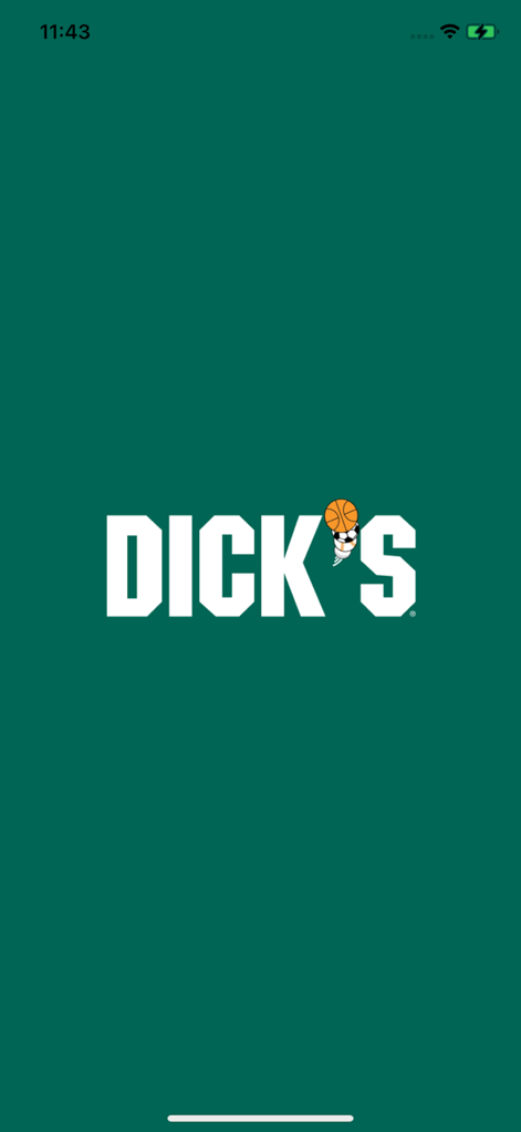 DSG Events app splash screen showing the DICK'S Sporting Goods logo on a dark green background