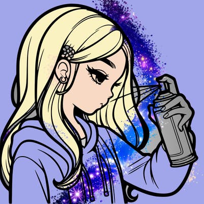 a realistic girl spray painting