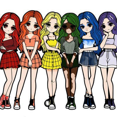 a group of girls realistic