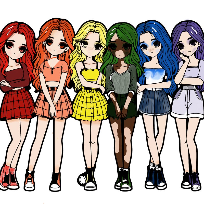 a group of girls realistic