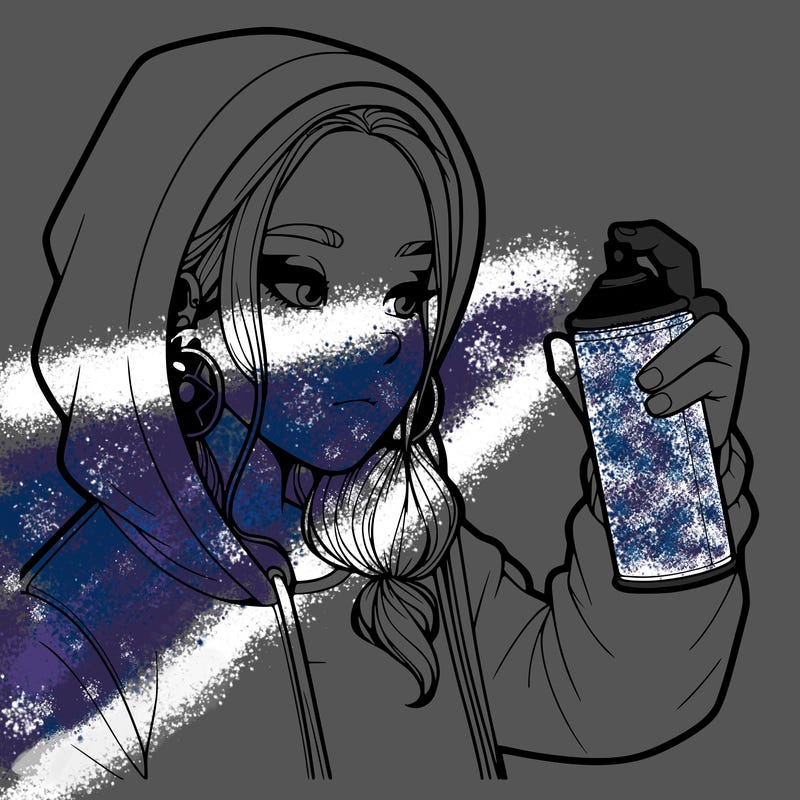 a realistic girl, spray painting