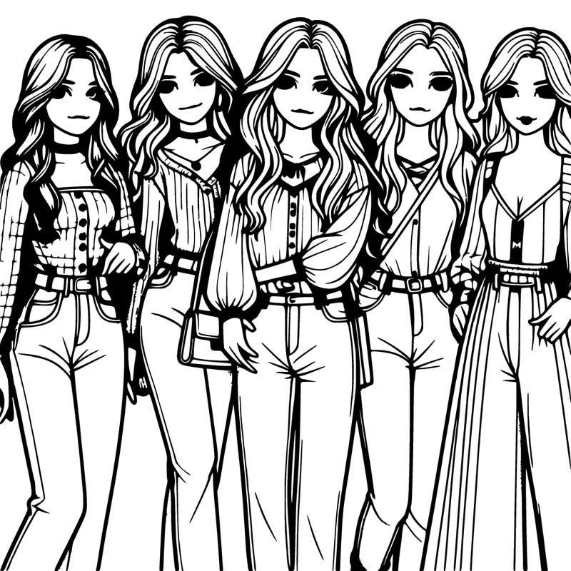 a group of girls realistic