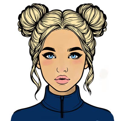 realistic woman that has space buns