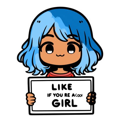 a cute girl holding a sign that says like if you’re a girl