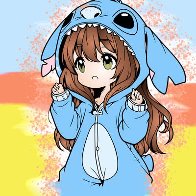 anime girl in a stitch onsie