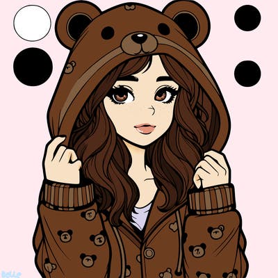 realistic girl in a animal pjs hoodie