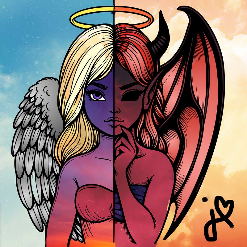 realistic angel half demon