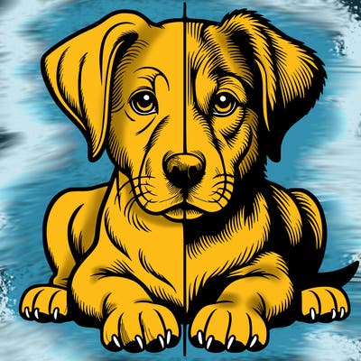 realistic dog split picture