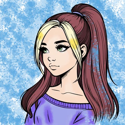 realistic girl with a high ponytail