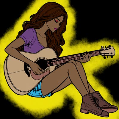 realistic woman play guitar