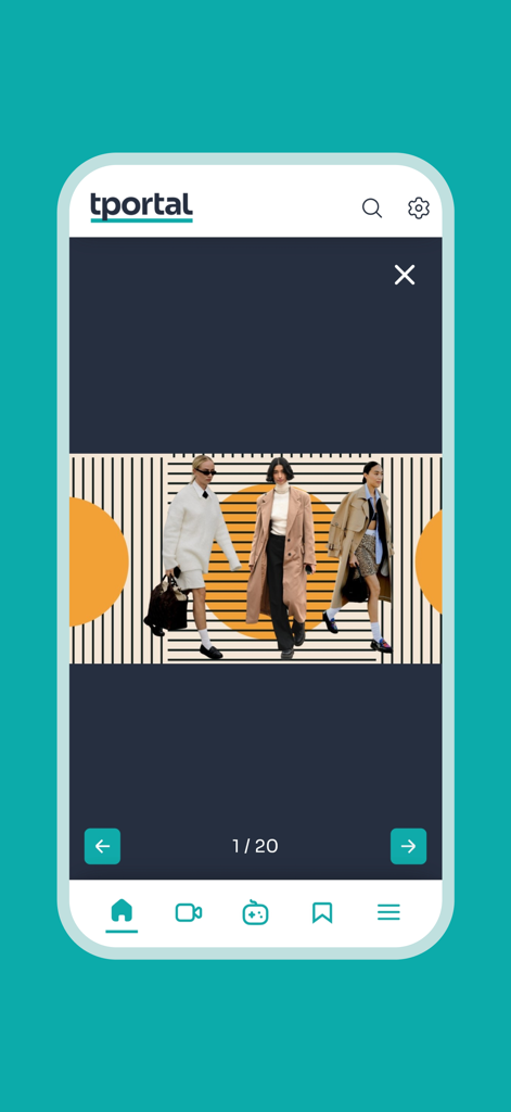 tportal - Lifestyle-Fotogalerie-Oberfläche in der tportal-App mit Modeinhalten