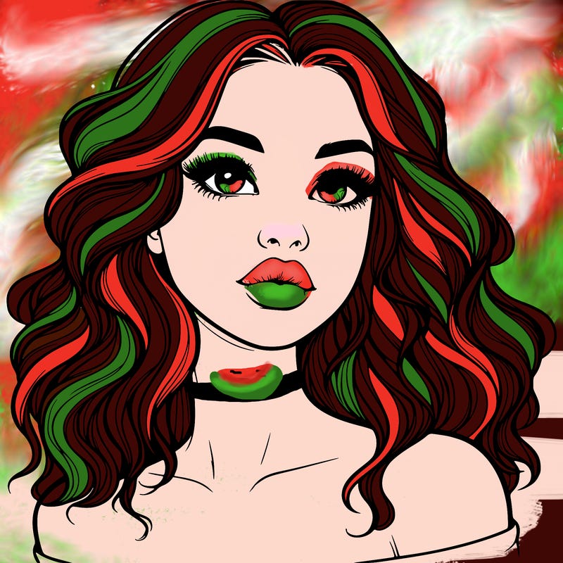 realistic girl with wavy hair and lips